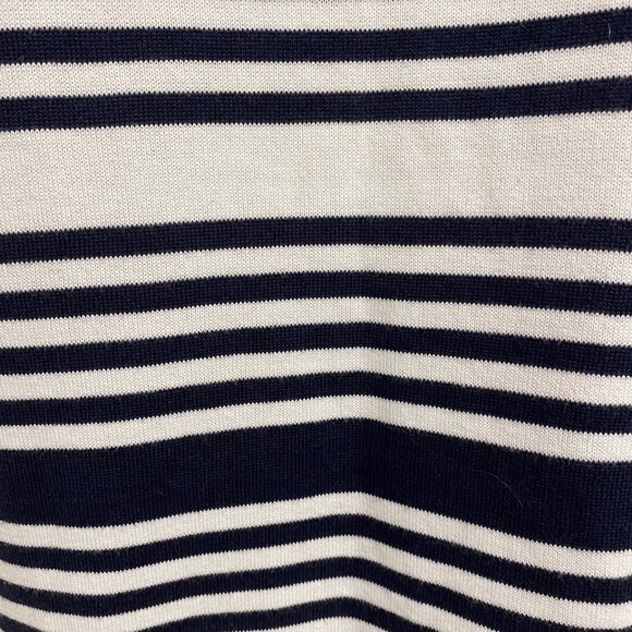 Lands' End navy & white striped v-neck pullover sweater. Women's size L (14-16) - Picture 4 of 6